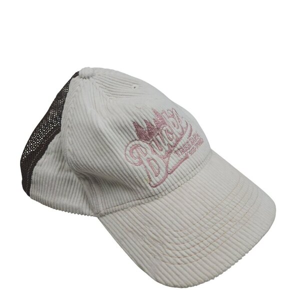 American Eagle Outfitters Bucks Tree Farm White & Pink Corduroy Trucker Hat - Picture 2 of 7